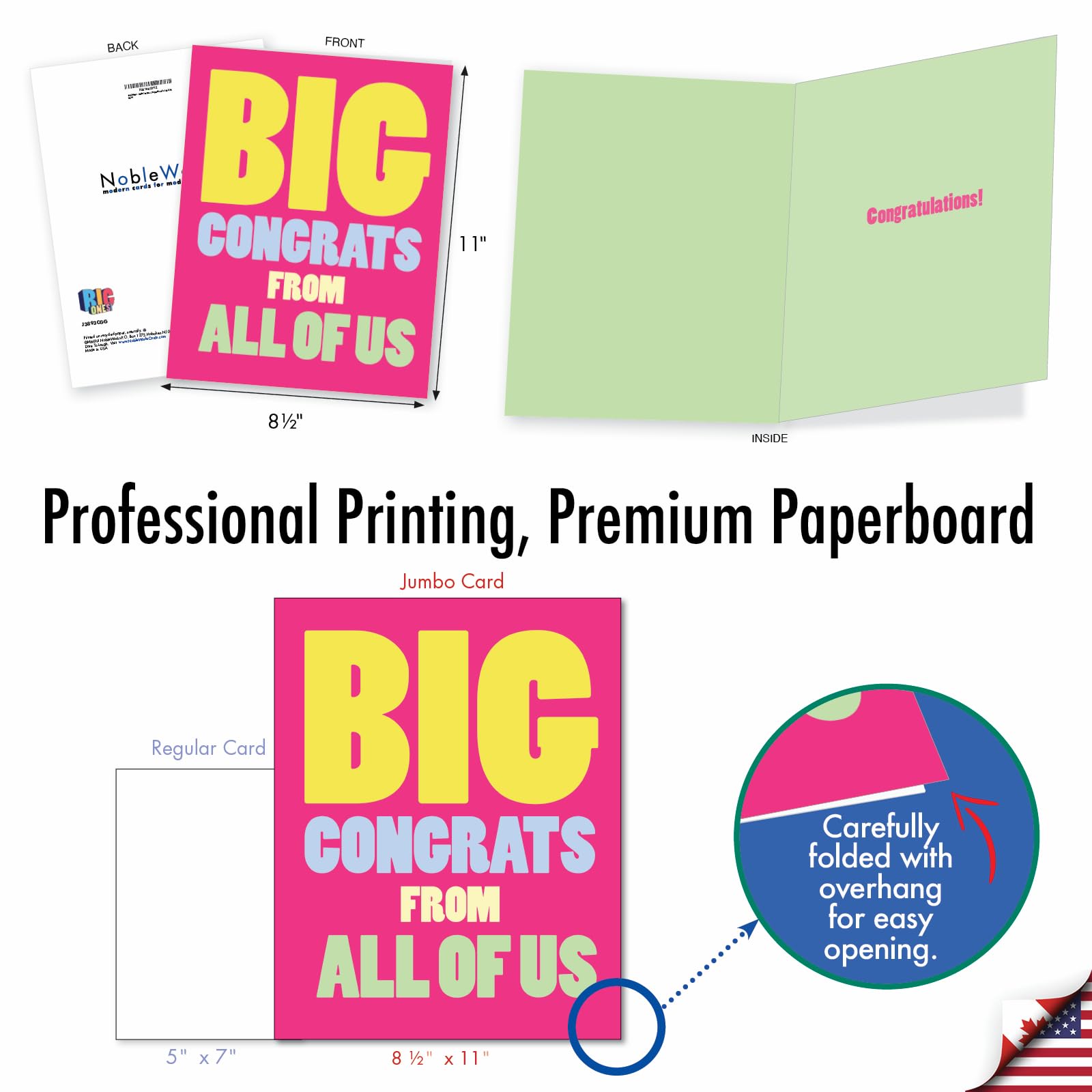 NobleWorks Big Congratulations Card with Envelope -Big Congrats